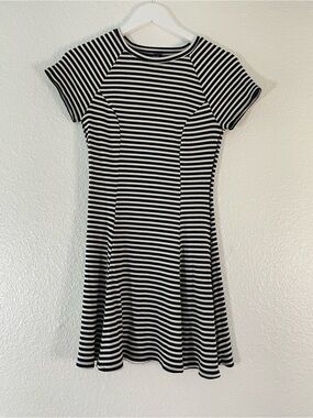 BDG Black and White Striped Ribbed Skater Dress